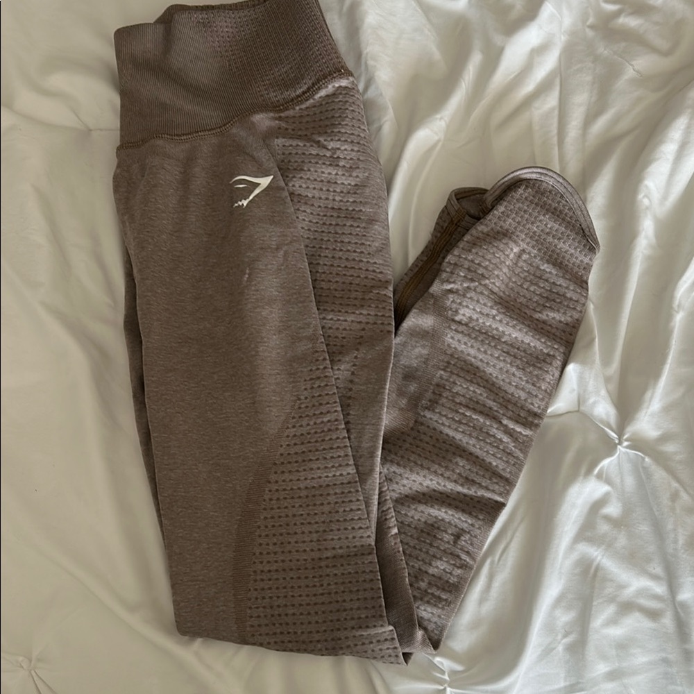 Gymshark Brown Leggings Seamless Ribbed Design